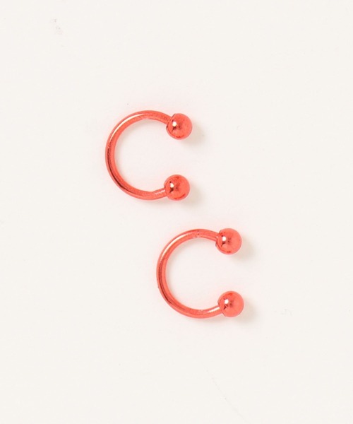 VIBGYOR(ヴィブジョー)の「【gratin】ダブルボールリングピアス(ピアス(両耳用)・レディース・ブラック/パープル/レッド/ピンク/シルバー/ゴールド/ブルー/グリーン/レインボー・FREE)」の6枚目の写真