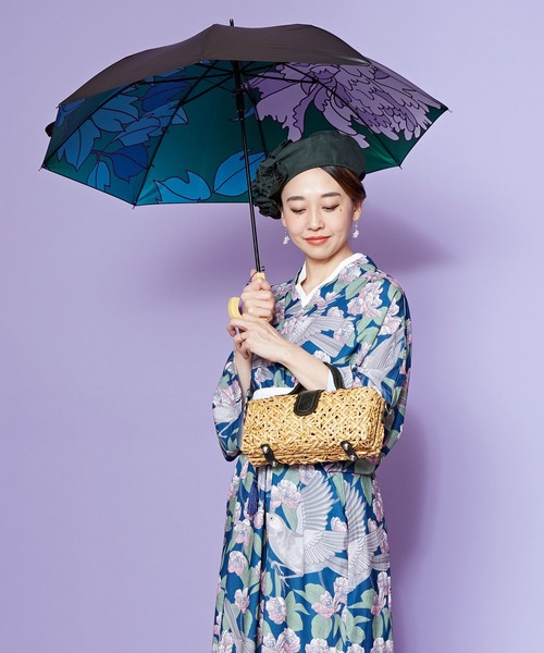 カヤ（カヤ）の「【カヤ】和の赴き傘 天井画日傘 晴雨兼用（長傘・レディース・レッド/ブルーグリーン/その他/イエロー×グリーン・FREE）」の12枚目の写真