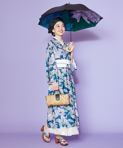 カヤ（カヤ）の「【カヤ】和の赴き傘 天井画日傘 晴雨兼用（長傘・レディース・レッド/ブルーグリーン/その他/イエロー×グリーン・FREE）」の15枚目の写真