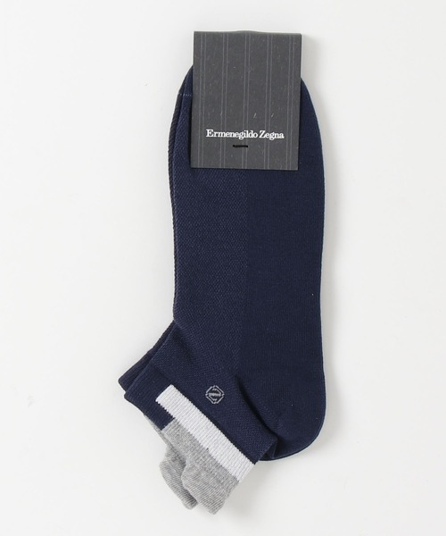 ZEGNA（ゼニア）の「コットン混紡 スニーカーソックス（ソックス/靴下・メンズ・ダークブルー/グレー・24-26cm (M)）」の2枚目の写真