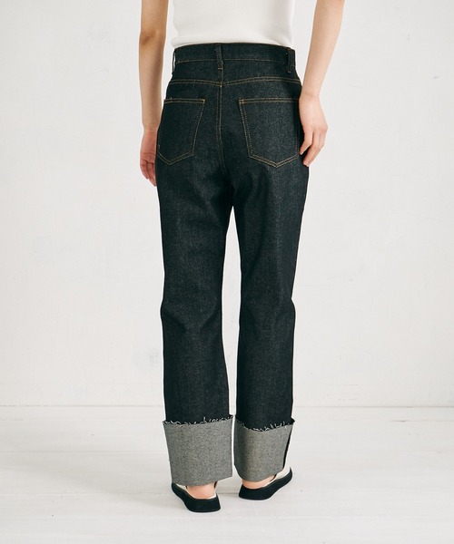 4youstory（フォーユーストーリー）の「【4youstory】ターンアップリジットデニムパンツ（デニムパンツ・レディース・ブラック/インディゴブルー・SMALL/MEDIUM）」の7枚目の写真