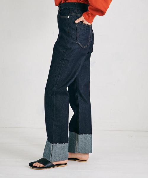 4youstory（フォーユーストーリー）の「【4youstory】ターンアップリジットデニムパンツ（デニムパンツ・レディース・ブラック/インディゴブルー・SMALL/MEDIUM）」の12枚目の写真