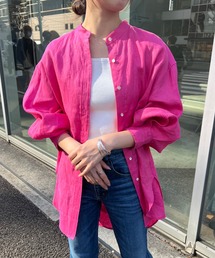 SHENERY | 【WEB限定カラー：ブルー】袖ボリュームバンドカラーリネンシャツ(シャツ/ブラウス)