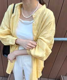 SHENERY | 【WEB限定カラー：ブルー】袖ボリュームバンドカラーリネンシャツ(シャツ/ブラウス)