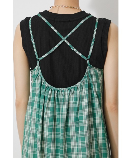 ワンピース Check asymmetrical camisole onepiece CHECK CAMISOLE ONEPIECE/チェックキャミソールワンピース