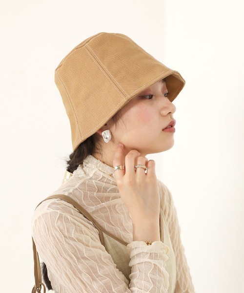 Bab（バブ）の「ステッチデザインキャンバスバケットハット（ハット・レディース・ブラック/ベージュ/アイボリー・ONESIZE）」の3枚目の写真