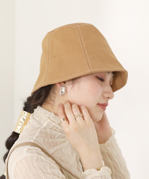 Bab（バブ）の「ステッチデザインキャンバスバケットハット（ハット・レディース・ブラック/ベージュ/アイボリー・ONESIZE）」の7枚目の写真