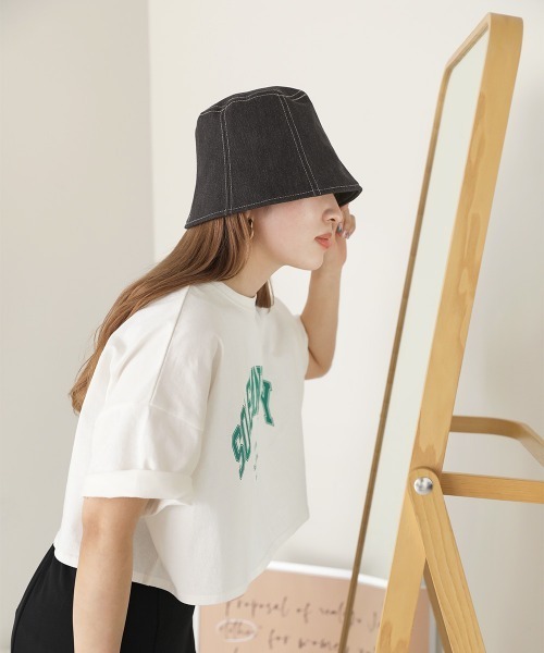 Bab（バブ）の「ステッチデザインキャンバスバケットハット（ハット・レディース・ブラック/ベージュ/アイボリー・ONESIZE）」の14枚目の写真