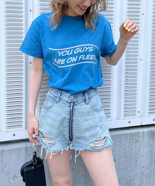 SPIRALGIRL（スパイラルガール）の「ロールアップロゴTシャツ（Tシャツ/カットソー・レディース・オフホワイト/イエロー/ブルー・FREE）」の4枚目の写真