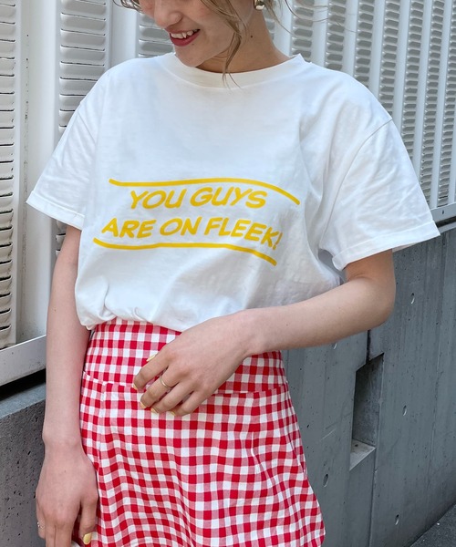 SPIRALGIRL（スパイラルガール）の「ロールアップロゴTシャツ（Tシャツ/カットソー・レディース・オフホワイト/イエロー/ブルー・FREE）」の6枚目の写真