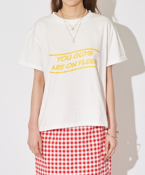 SPIRALGIRL（スパイラルガール）の「ロールアップロゴTシャツ（Tシャツ/カットソー・レディース・オフホワイト/イエロー/ブルー・FREE）」の13枚目の写真