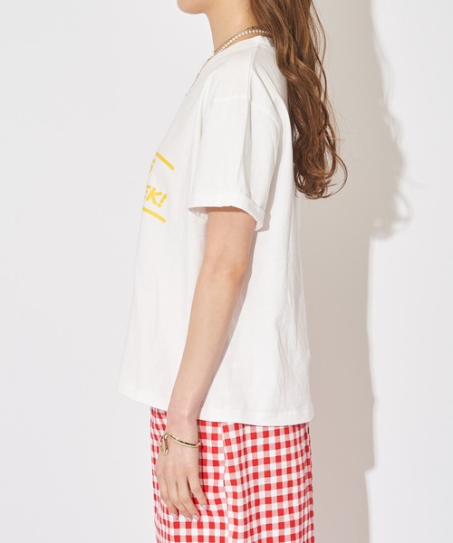 SPIRALGIRL（スパイラルガール）の「ロールアップロゴTシャツ（Tシャツ/カットソー・レディース・オフホワイト/イエロー/ブルー・FREE）」の14枚目の写真