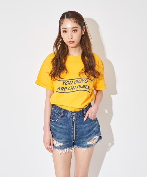 SPIRALGIRL（スパイラルガール）の「ロールアップロゴTシャツ（Tシャツ/カットソー・レディース・オフホワイト/イエロー/ブルー・FREE）」の20枚目の写真