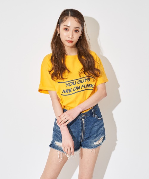 SPIRALGIRL（スパイラルガール）の「ロールアップロゴTシャツ（Tシャツ/カットソー・レディース・オフホワイト/イエロー/ブルー・FREE）」の21枚目の写真