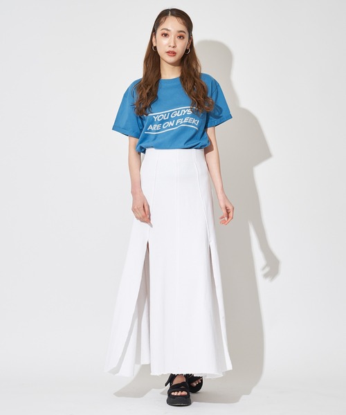 SPIRALGIRL（スパイラルガール）の「ロールアップロゴTシャツ（Tシャツ/カットソー・レディース・オフホワイト/イエロー/ブルー・FREE）」の22枚目の写真