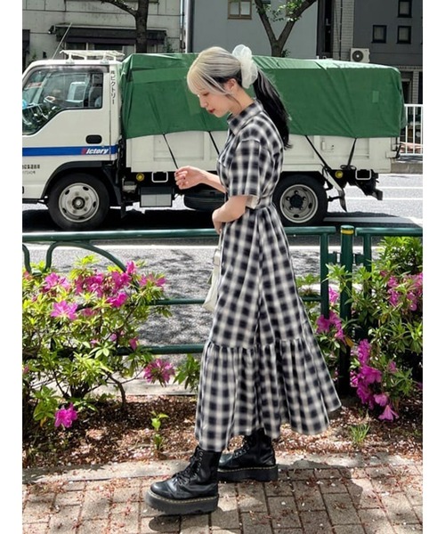 ジュエティ ワンピース ジュエティ jouetie ギャザーリボンシャツワンピース （ブルー