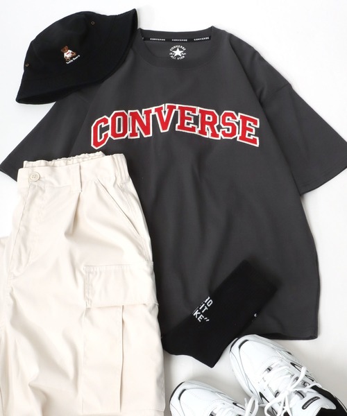 CONVERSE（コンバース）の「CONVERSE（コンバース）カレッジロゴアップリケTシャツ（Tシャツ/カットソー・メンズ・ネイビー/グリーン/ホワイト/スミクロ・L/LL/M）」の3枚目の写真