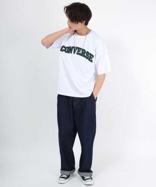 CONVERSE（コンバース）の「CONVERSE（コンバース）カレッジロゴアップリケTシャツ（Tシャツ/カットソー・メンズ・ネイビー/グリーン/ホワイト/スミクロ・L/LL/M）」の18枚目の写真