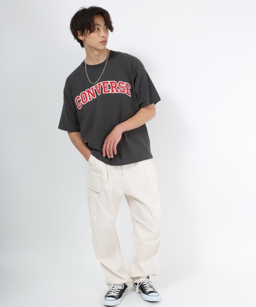 CONVERSE（コンバース）の「CONVERSE（コンバース）カレッジロゴアップリケTシャツ（Tシャツ/カットソー・メンズ・ネイビー/グリーン/ホワイト/スミクロ・L/LL/M）」の19枚目の写真