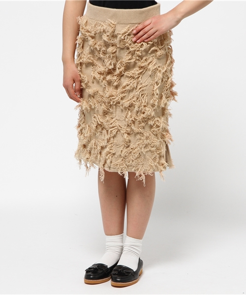 mystic(ミスティック)の「フリンジニットスカート(スカート・レディース・オフホワイト/ベージュ・フリ-)」の2枚目の写真