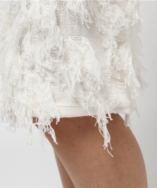 mystic(ミスティック)の「フリンジニットスカート(スカート・レディース・オフホワイト/ベージュ・フリ-)」の8枚目の写真