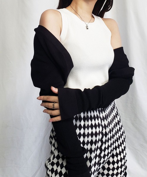 me+em select(ミームセレクト)の「アメスリリブニットカラータンクトップ(タンクトップ・レディース・グリーン/ブラック/イエロー/ホワイト・FREE)」の19枚目の写真