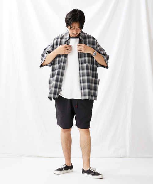JOURNAL STANDARD(ジャーナルスタンダード)の「オンブレチェック バーバーシャツジャケット(シャツ/ブラウス・メンズ・ベージュ/グレー/ネイビー・MEDIUM/LARGE)」の5枚目の写真