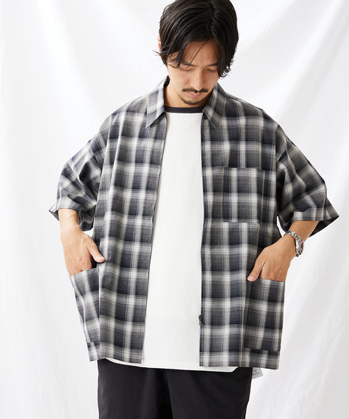 ジャーナルスタンダード　半袖ジャケット セール】オンブレチェック バーバーシャツジャケット（シャツ
