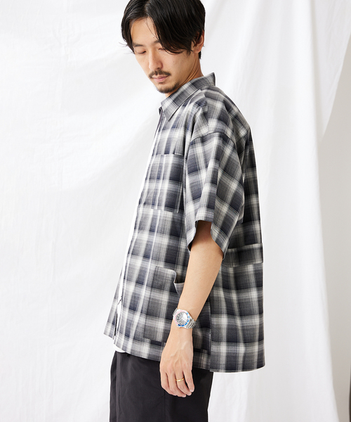 JOURNAL STANDARD(ジャーナルスタンダード)の「オンブレチェック バーバーシャツジャケット(シャツ/ブラウス・メンズ・ベージュ/グレー/ネイビー・MEDIUM/LARGE)」の9枚目の写真