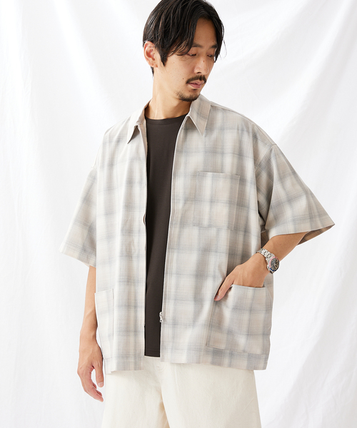 JOURNAL STANDARD(ジャーナルスタンダード)の「オンブレチェック バーバーシャツジャケット(シャツ/ブラウス・メンズ・ベージュ/グレー/ネイビー・MEDIUM/LARGE)」の18枚目の写真