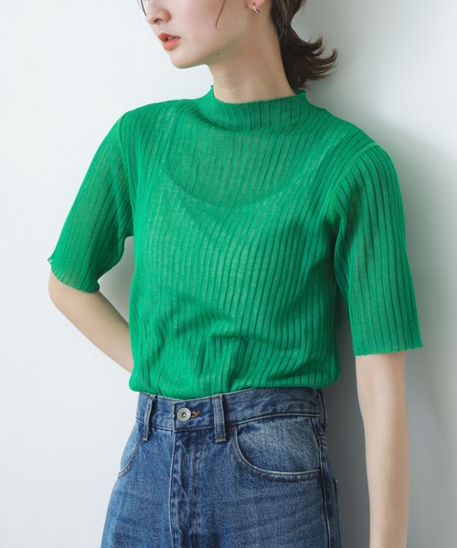 Deuxieme Classe WOOLY RIB ハイネック シアーニット 楽天市場】トップス ニット レディース 袖ロ シャイニー シアー