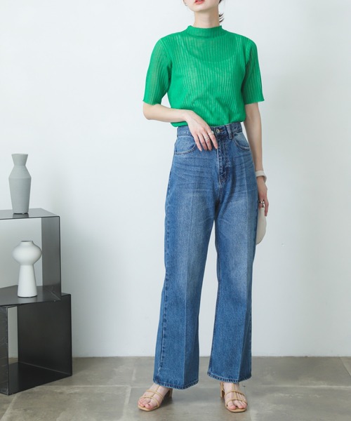 Deuxieme Classe WOOLY RIB ハイネック シアーニット 5color》ハイネックシアーリブニット【洗濯機洗い可】（ニット