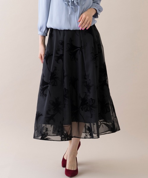 【セール】クリーミーオーガンジーフレアスカート（スカート）｜Rose Tiara（ローズティアラ）