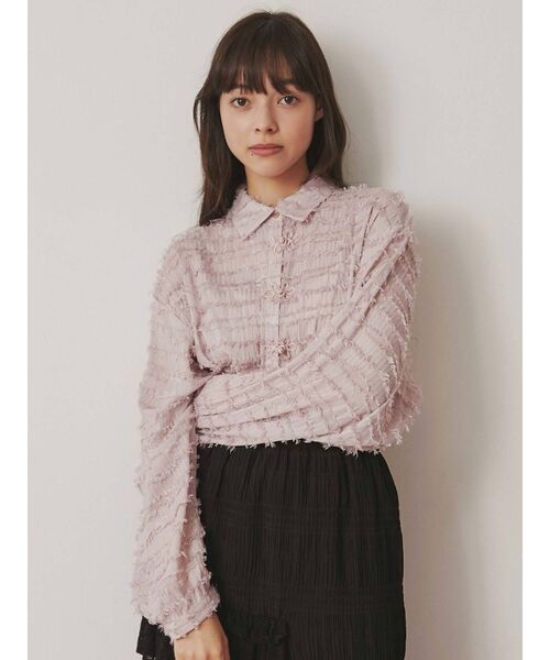merry jenny（メリージェニー）の「シアーフリンジチャイナシャツ（シャツ/ブラウス・レディース・アイボリー/ピンク・FREE）」の2枚目の写真