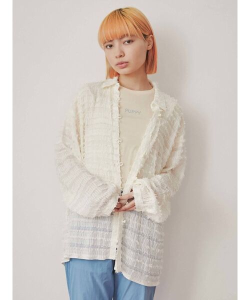 merry jenny（メリージェニー）の「シアーフリンジチャイナシャツ（シャツ/ブラウス・レディース・アイボリー/ピンク・FREE）」の4枚目の写真