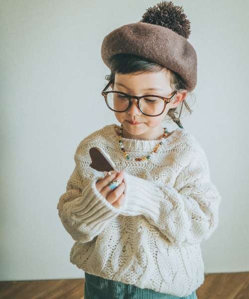 MAKE YOUR DAY（メイクユアデイ）の「梵天付きベレー帽（ハンチング/ベレー帽・キッズ・オレンジ/ブラック/ブラウン/グレー・52/50/56/48/54）」の9枚目の写真