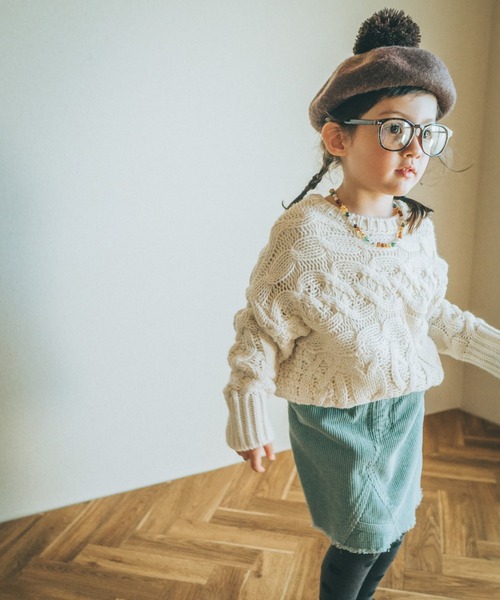 MAKE YOUR DAY（メイクユアデイ）の「梵天付きベレー帽（ハンチング/ベレー帽・キッズ・オレンジ/ブラック/ブラウン/グレー・52/50/56/48/54）」の7枚目の写真