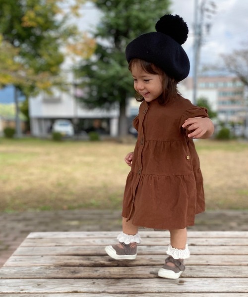 MAKE YOUR DAY（メイクユアデイ）の「梵天付きベレー帽（ハンチング/ベレー帽・キッズ・オレンジ/ブラック/ブラウン/グレー・52/50/56/48/54）」の13枚目の写真