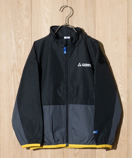 GERRY（ジェリー）の「【30】〔GERRY/ジェリー〕裏トリコット切り替え スタンドジャケット（ナイロンジャケット・キッズ・ブラック/ダークグレー/カーキ/ネイビー/ブラック系その他/ブルー・130/160/150/140）」の2枚目の写真