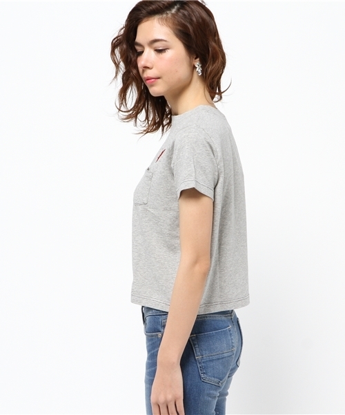 ROSE BUD（ローズバッド）の「(PEANUTS X ROSE BUD) LCTT-15122 CHARACTER EMB.POCKET-T（Tシャツ/カットソー・レディース・ホワイト/ミックスグレー/ネイビー・ONE SIZE）」の13枚目の写真