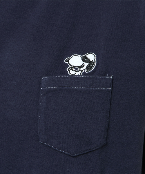 ROSE BUD（ローズバッド）の「(PEANUTS X ROSE BUD) LCTT-15122 CHARACTER EMB.POCKET-T（Tシャツ/カットソー・レディース・ホワイト/ミックスグレー/ネイビー・ONE SIZE）」の5枚目の写真