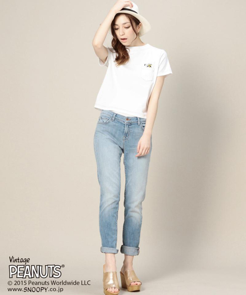 ROSE BUD（ローズバッド）の「(PEANUTS X ROSE BUD) LCTT-15122 CHARACTER EMB.POCKET-T（Tシャツ/カットソー・レディース・ホワイト/ミックスグレー/ネイビー・ONE SIZE）」の21枚目の写真