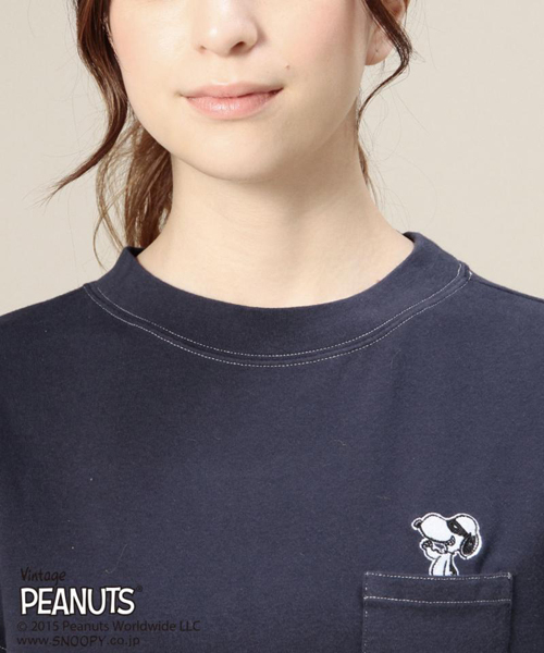ROSE BUD（ローズバッド）の「(PEANUTS X ROSE BUD) LCTT-15122 CHARACTER EMB.POCKET-T（Tシャツ/カットソー・レディース・ホワイト/ミックスグレー/ネイビー・ONE SIZE）」の18枚目の写真