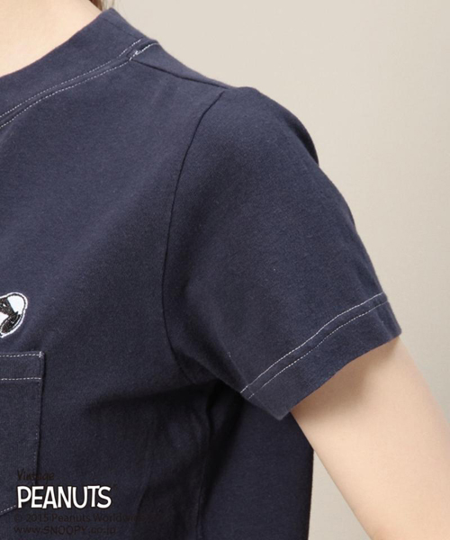 ROSE BUD（ローズバッド）の「(PEANUTS X ROSE BUD) LCTT-15122 CHARACTER EMB.POCKET-T（Tシャツ/カットソー・レディース・ホワイト/ミックスグレー/ネイビー・ONE SIZE）」の17枚目の写真