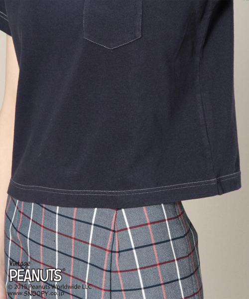 ROSE BUD（ローズバッド）の「(PEANUTS X ROSE BUD) LCTT-15122 CHARACTER EMB.POCKET-T（Tシャツ/カットソー・レディース・ホワイト/ミックスグレー/ネイビー・ONE SIZE）」の16枚目の写真