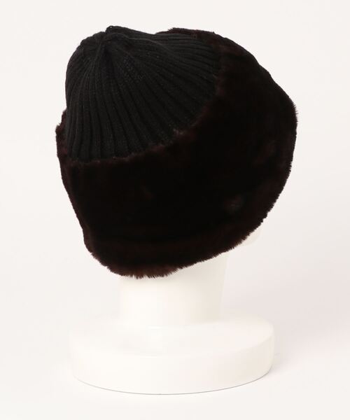Ruben（ルーベン）の「リバーシブル ファー＆ニット帽（ニットキャップ/ビーニー・レディース・アイボリー/ブラック/ベージュ/グレー・FREE）」の5枚目の写真