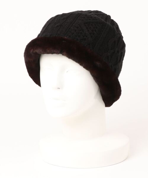 Ruben（ルーベン）の「リバーシブル ファー＆ニット帽（ニットキャップ/ビーニー・レディース・アイボリー/ブラック/ベージュ/グレー・FREE）」の6枚目の写真