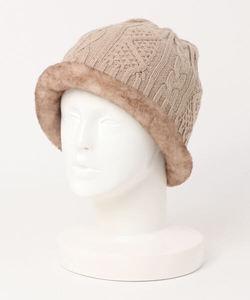 Ruben（ルーベン）の「リバーシブル ファー＆ニット帽（ニットキャップ/ビーニー・レディース・アイボリー/ブラック/ベージュ/グレー・FREE）」の12枚目の写真