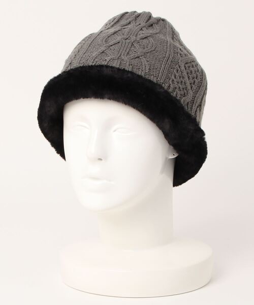 Ruben（ルーベン）の「リバーシブル ファー＆ニット帽（ニットキャップ/ビーニー・レディース・アイボリー/ブラック/ベージュ/グレー・FREE）」の16枚目の写真