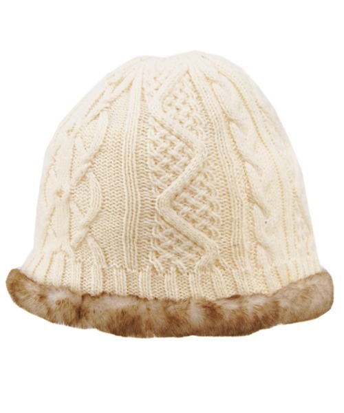 Ruben（ルーベン）の「リバーシブル ファー＆ニット帽（ニットキャップ/ビーニー・レディース・アイボリー/ブラック/ベージュ/グレー・FREE）」の10枚目の写真